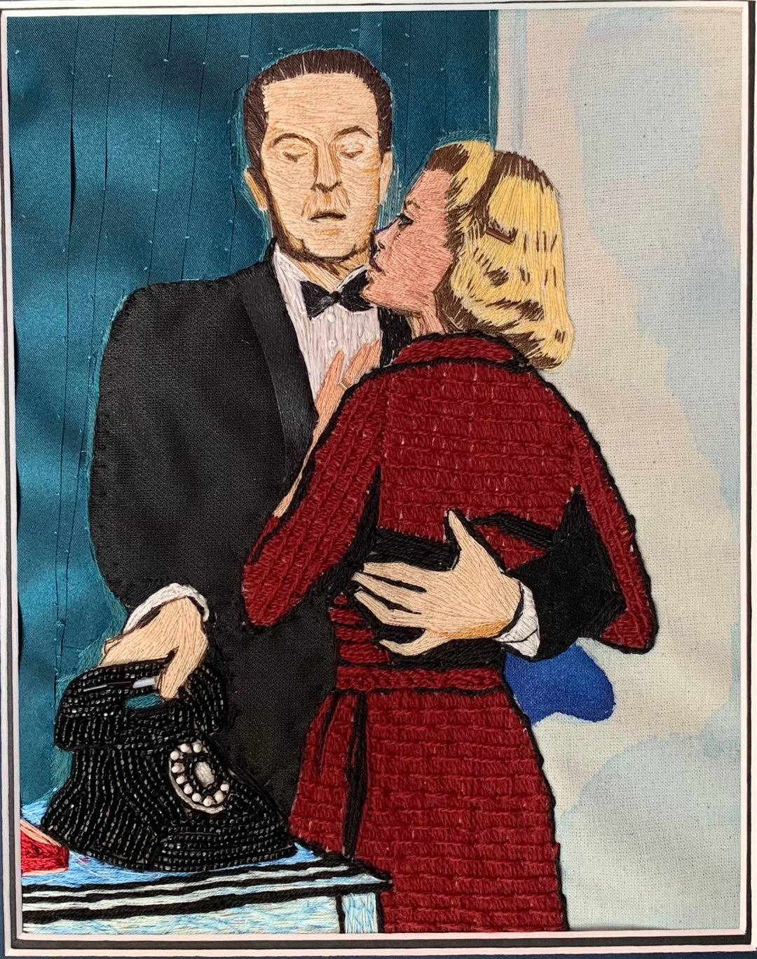 "Dial M for Murder" embroidery by Peggy Earle